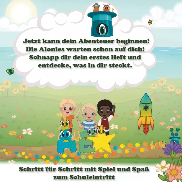 Jetzt kann dein Lernabenteuer mit den Alonis beginnen! Das erste Heft wartet schon: Spielerisches Lernen mit Zahlen, Buchstaben und Formen. Schritt für Schritt zum Schuleintritt – kindgerecht, motivierend und mit liebevoll gestalteten Figuren, die Selbstständigkeit und Fantasie fördern. Jetzt kann dein Lernabenteuer mit den Alonis beginnen! Das erste Heft wartet schon: Spielerisches Lernen mit Zahlen, Buchstaben und Formen. Schritt für Schritt zum Schuleintritt – kindgerecht, motivierend und mit liebevoll gestalteten Figuren, die Selbstständigkeit und Fantasie fördern.