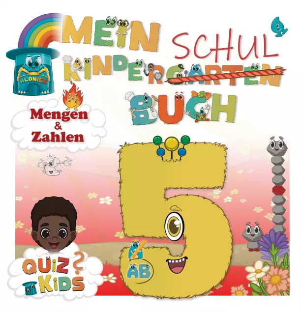 Kindergarten-Schulbuch ab 5 Jahren im Zahlenraum bis 9. Mit schmaler Spur, komplexeren Aufgaben und der Aloni-Zahl 5 ohne sichtbare Merkmale – für Kinder mit Lernerfahrung, auf dem Weg zur Schule.