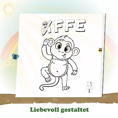 Buchstabe A- Für grosse Maler -Affe 