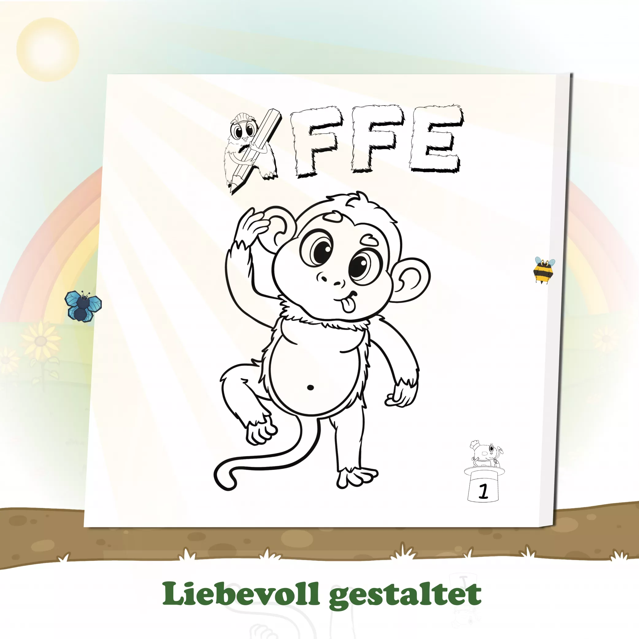 Buchstabe A- Für grosse Maler -Affe Buchstabe A- Für grosse Maler -Affe