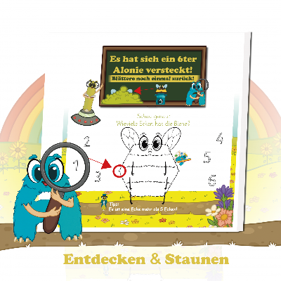 Vorschul-Arbeitsblatt aus Finns erstes Abenteuer ab 4 Jahren: Paare finden, farblich passend ausmalen, Reihenbildung beachten. Fördert visuelle Wahrnehmung, Feinmotorik, Farberkennung, Sortieren und erstes strukturiertes Arbeiten im Zahlenraum bis 6.