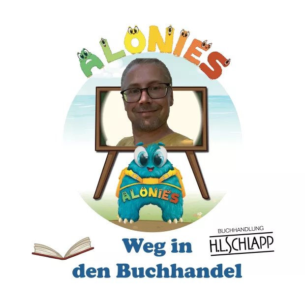 Die Alonies finden ihren Platz im Buchhandel: Das Vorschaubild zeigt die hochwertigen Vorschul-Lernbücher in einer regionalen Buchhandlung. Nach ersten Erfahrungen im Supermarktregal bei Edeka Jakobi sind die Alonies nun dauerhaft in der Buchhandlung Schlapp in Bensheim vertreten – dort, wo Beratung, Qualität und liebevolle Präsentation die besondere Lernwelt der Alonies sichtbar machen.