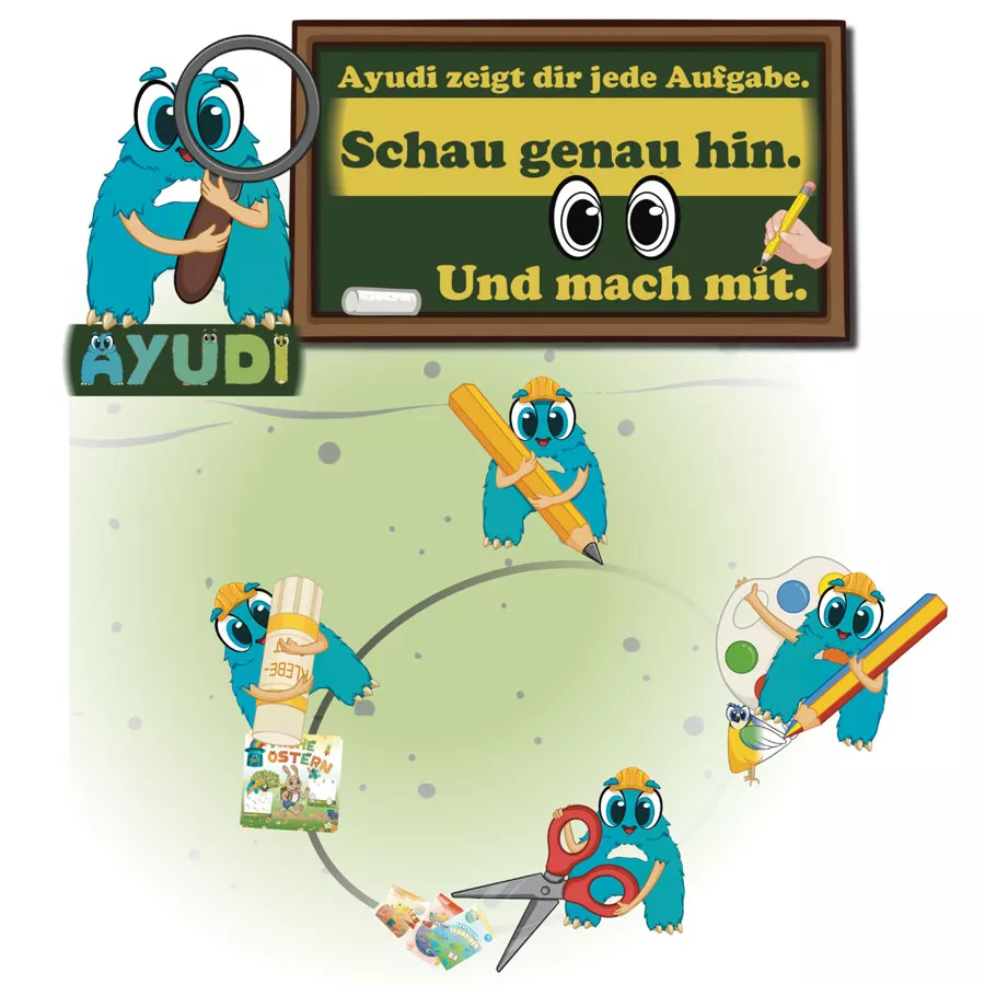 Bild zeigt eine kindgerechte Aufgabe mit klaren Symbolen – ideal für Vorschulkinder zum selbstständigen Bearbeiten ohne Hilfe.