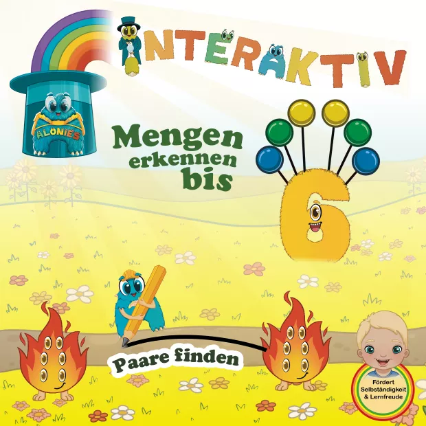 Interaktives Vorschulmaterial mit Finn – Mengen bis 6 in zwei Fünferreihen erkennen. Spielerisch Zahlen und Mengen verstehen mit den Alonies. Interaktives Vorschulmaterial mit Finn – Mengen bis 6 in zwei Fünferreihen erkennen. Spielerisch Zahlen und Mengen verstehen mit den Alonies.