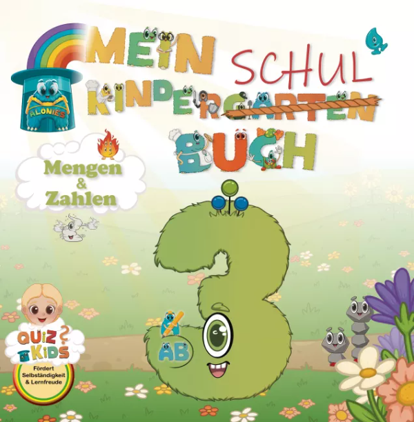 Kindergarten-Schulbuch ab 3 – Lucias erstes Abenteuer der Alonies. Vorschulbuch mit ritualisierten Lernschritten, intuitiven Aufgaben und visuellen Anleitungen, damit Kinder schon ab 3 Jahren selbstständig lernen können. Spielerisch werden Mengen und Zahlen entdeckt, Lernfreude entwickelt und wichtige Grundlagen für den Schuleintritt gelegt.