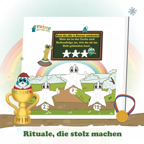 Rituale helfen Kindern, ihr Lernen zu reflektieren. Sterne anmalen, Reihen verfolgen, kleine Erfolge feiern – das stärkt Motivation, Struktur und Selbstbewusstsein.