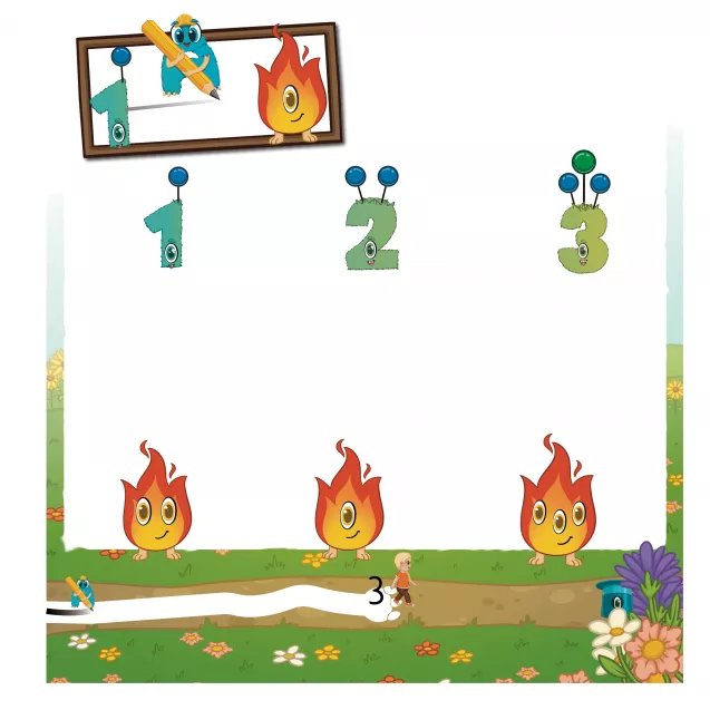 Vorschulseite zur spielerischen Mengenzahlenverknüpfung im Alonies-Freebie. Kinder vergleichen Mengen, ordnen Zahlen zu und folgen klaren visuellen Lernanweisungen. Ein versteckter Stern motiviert zusätzlich zum genauen Hinschauen und Entdecken. Die Aufgabe stärkt Zahlenverständnis, visuelle Wahrnehmung und selbstständiges Lernen bereits ab 3 Jahren.