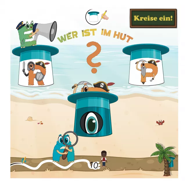 Alonies im Hut entdecken – Mitmachritual
Typisches Alonies-Ritual: Ein Aloni versteckt sich unter einem Zylinderhut. Kinder entdecken ihn durch genaue Beobachtung und fördern dabei ihre visuelle Differenzierung sowie ihren Entdeckergeist – mit Spaß und Motivation zum Lernen.
