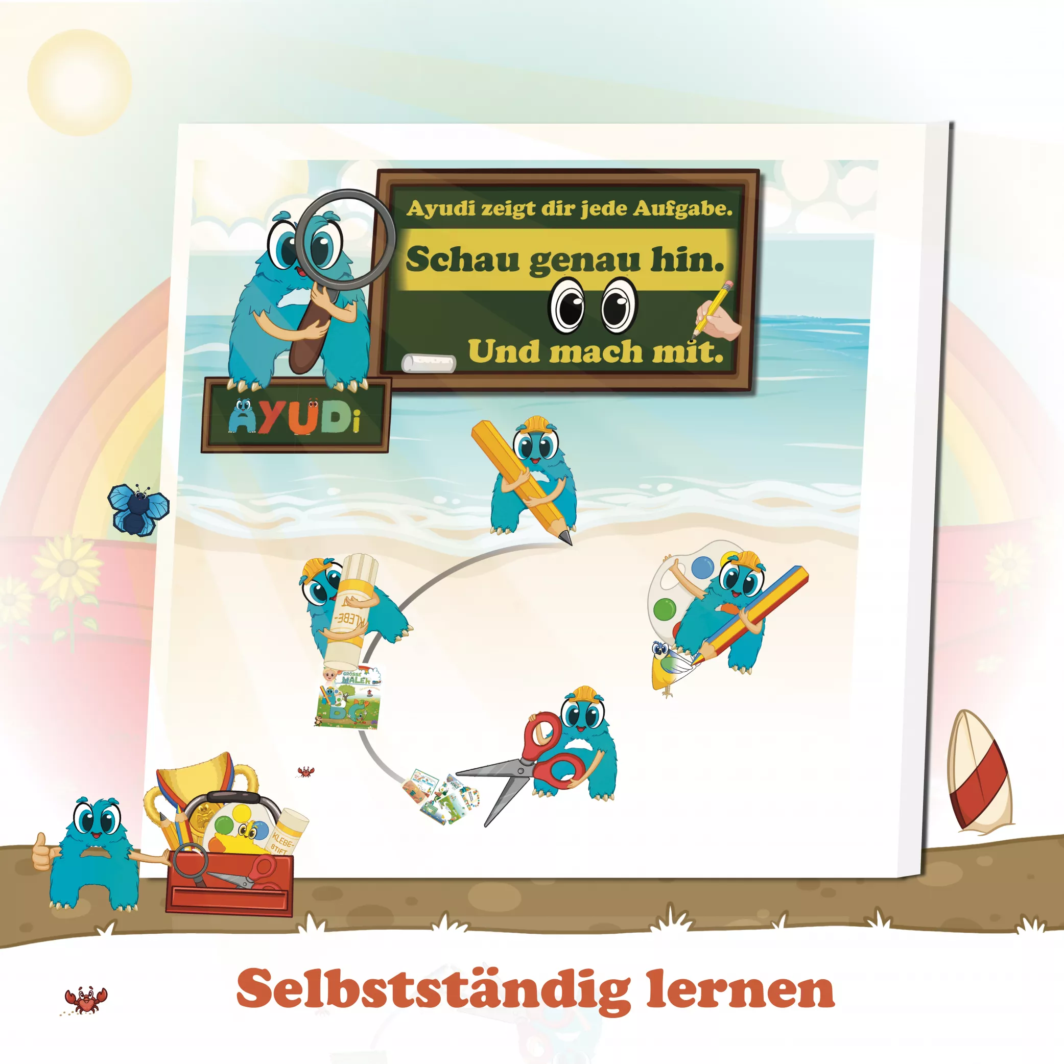 Selbstständig lernen mit Ayudi
Ayudi zeigt vor, wie Aufgaben gelöst werden, und Leo macht sie nach. Kinder lernen Schritt für Schritt, eigenständig zu arbeiten, Aufgaben zu verstehen und selbst Lösungen zu finden. Fördert Selbstständigkeit, Konzentration und Motivation – ideal für Kindergarten und Vorschule.