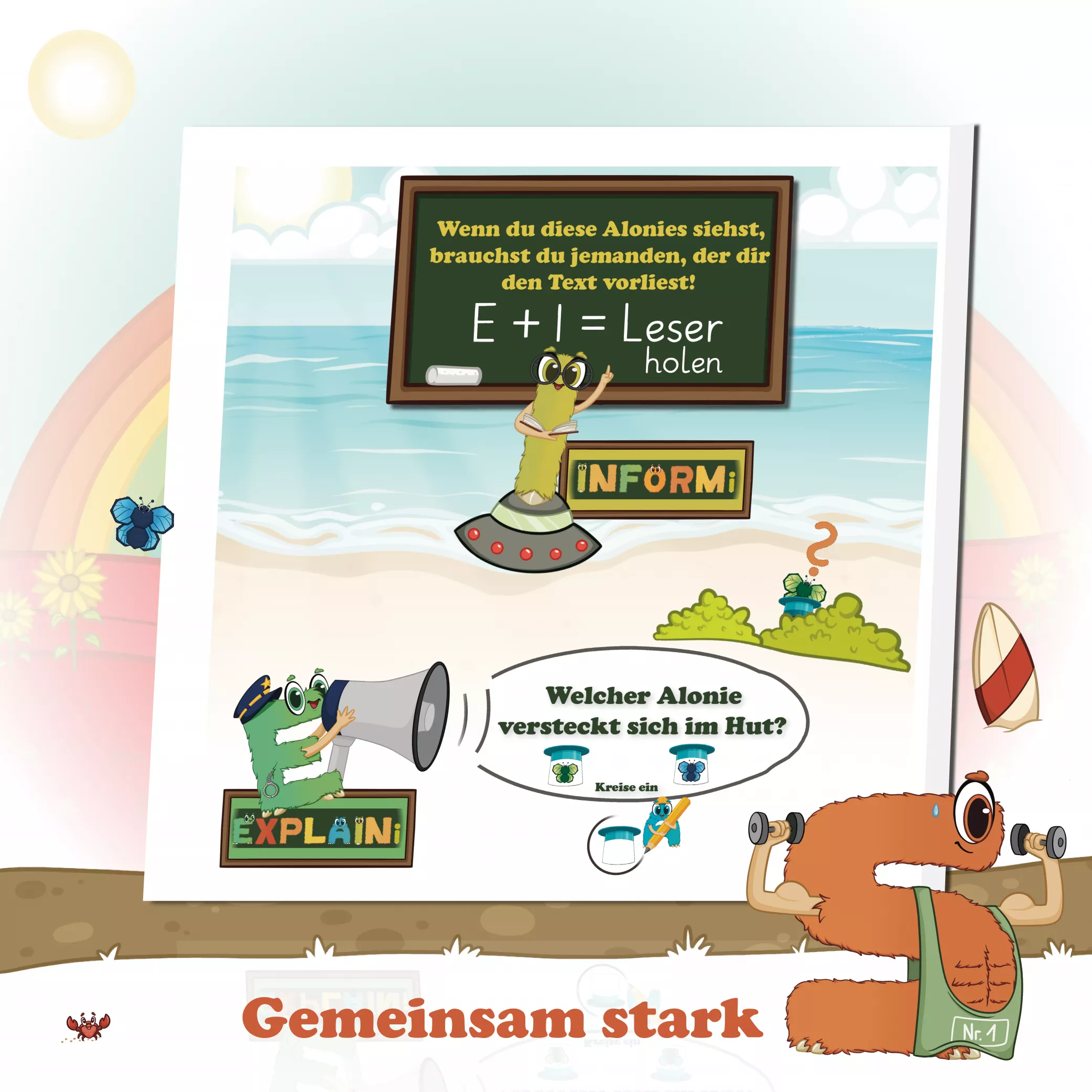 Gemeinsam stark mit Explaini und Informi
Explaini und Informi helfen, wenn Texte vorgelesen werden müssen. So lernen Kinder, wann sie Hilfe brauchen und wann sie allein weiterarbeiten können. Ein Team aus Figuren mit klaren Rollen, das Verantwortung, Sprachverständnis und gemeinsames Lernen stärkt.