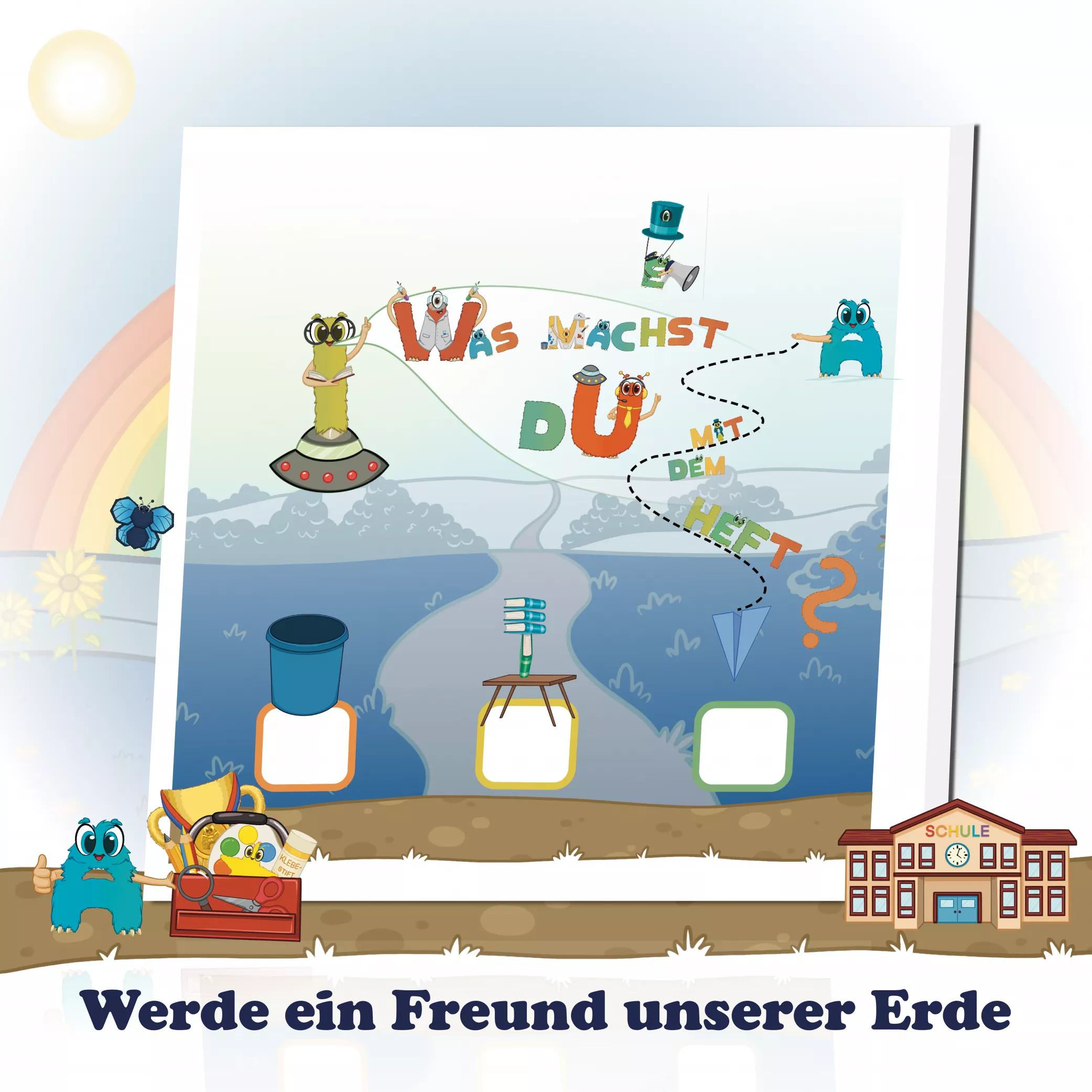 Werde ein Freund unserer Erde

Zum Abschluss denken Kinder darüber nach, was sie mit ihrem Heft machen möchten: aufheben, verschenken oder recyceln. Dieses Ritual fördert Nachhaltigkeit und Verantwortungsbewusstsein – Werte, die im Alonies-Konzept spielerisch vermittelt werden. So lernen Kinder, bewusst mit Dingen umzugehen und achtsam mit unserer Erde zu sein. 
