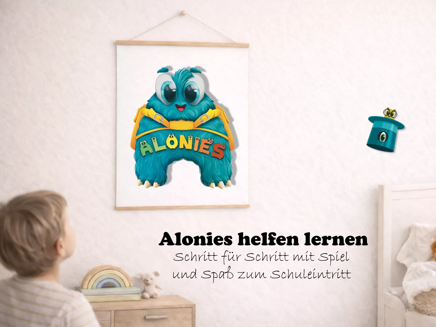 Alonies stehen für Lernen mit Freude und Struktur. Die Buchstaben begleiten Kinder Schritt für Schritt auf ihrem Weg in Richtung Schule und stärken Motivation und Selbstvertrauen.