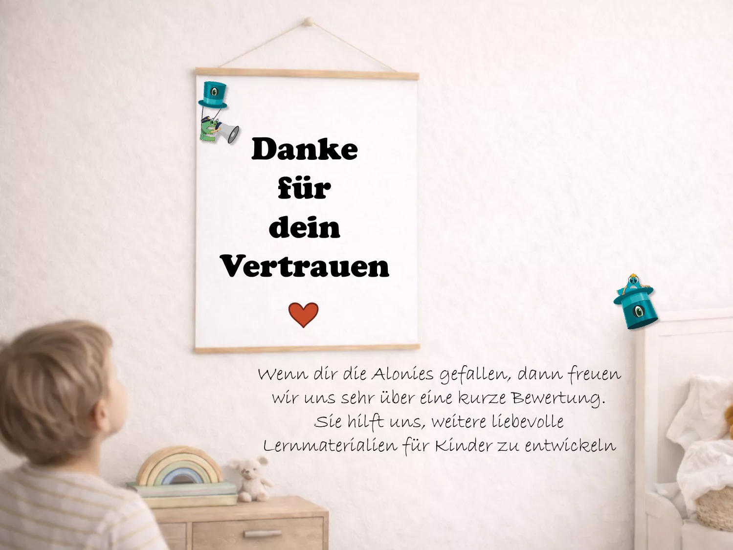 Alonies als Herzensprojekt für Kinder und Familien. Rückmeldungen und Erfahrungen fließen in die Weiterentwicklung der Lernmaterialien ein und machen die Alonies lebendig.