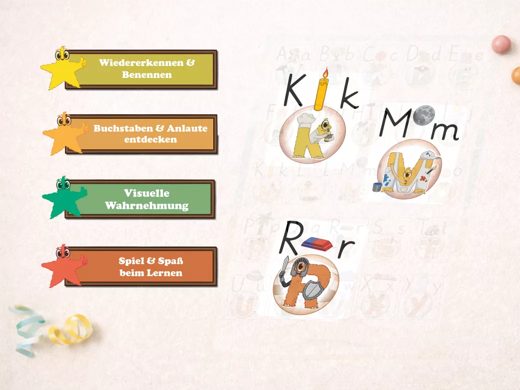 Die Alonies fördern selbstständiges Lernen im Vorschulalter. Kinder entdecken Buchstaben, Anlaute und Zusammenhänge ohne Druck, sondern über visuelle Hinweise und klare Strukturen.