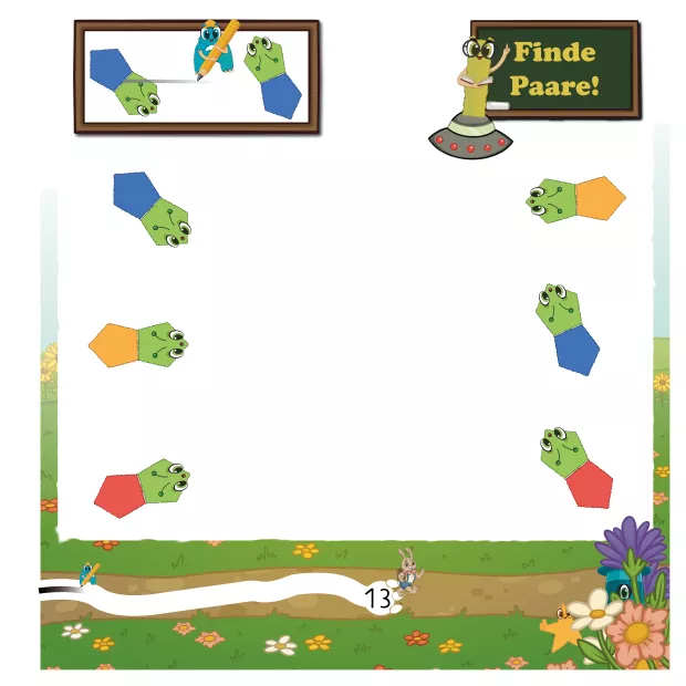 Bei dieser Aufgabe geht es darum, passende Paare zu finden und einfache Reihen zu erkennen. Die Kinder vergleichen, ordnen zu und entdecken Zusammenhänge – ein wichtiger Schritt für logisches Denken und visuelle Wahrnehmung im Vorschulalter.